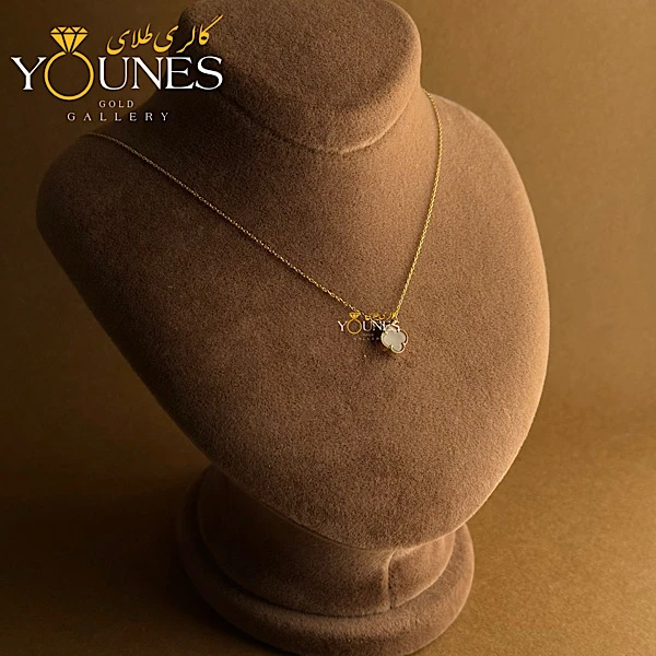 گردنبند طلا ونکلیف سنگ یاسی